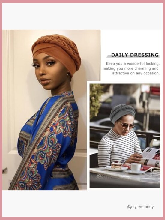 African Turban Caps Beanie Twist Headscarf Pre-Tied Double Twisted Braids